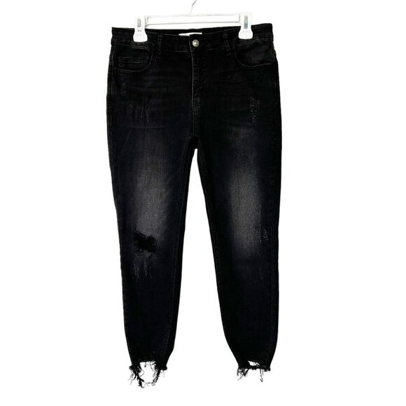 Vervet Denim - Vervet Frayed Skinny Jeans Womens Size 31 Black High‎ Rise Ankle